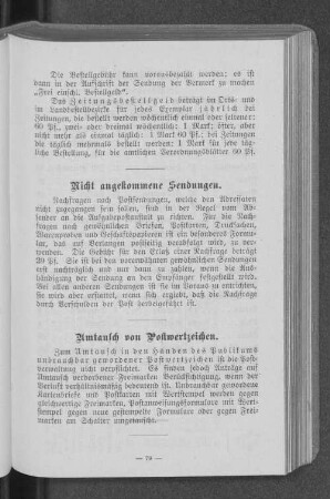 Nicht angekommene Sendungen.