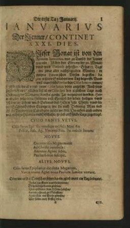Ianuarius Der Jenner/ Continet XXXI. Dies.