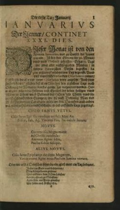 Ianuarius Der Jenner/ Continet XXXI. Dies.
