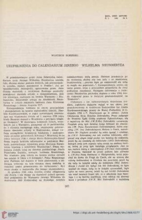 50: Uzupełnienia do calendarium Jerzego Wilhelma Neunhertza