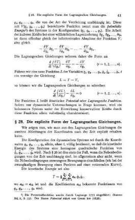 § 28. Die explizite Form der lagrangeschen Gleichungen.