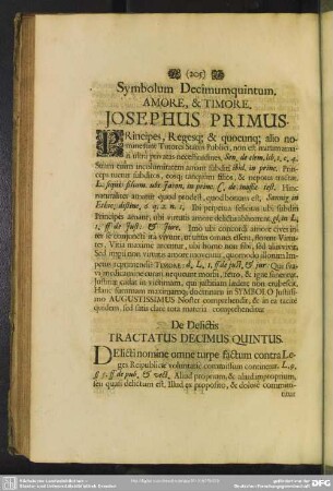 Symbolum Decimumquintum. Amore, & Timore. Josephus Primus