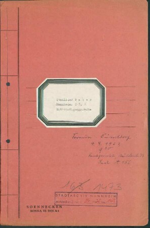 Stanislaus Faber, Gastwirt, Inhaber der Gaststätte "Quick" in Mannheim, G 3, 7 - Entschädigungsansprüche gegen das Land Nordrhein-Westfalen