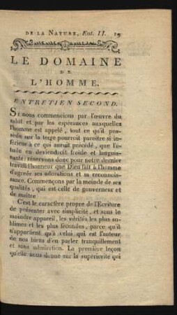 Entretien second. Le domaine de l'homme.