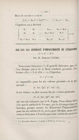 Sur les cas généraux d'impossibilité de l'équation ...