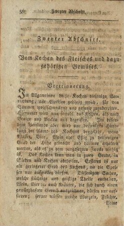 Zweiter Abschnitt: Vom Kochen des Fleisches und dazu gehörigen Gemüses