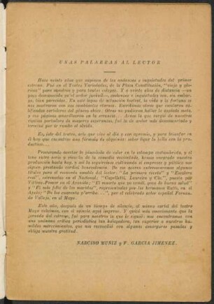 Unas palabras el lector