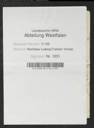 1 Brief von Georg Vincke (Sohn Ludwig Vinckes) an von Keßler