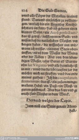Hernach volget der Lapis.