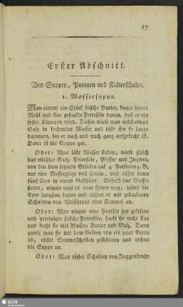 Erster Abschnitt. Von Suppen, Potagen und Kaltenschalen