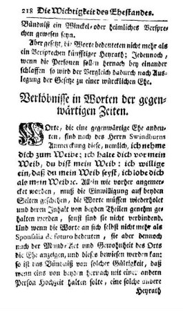 Verlöbnisse in Worten der gegenwärtigen Zeiten.