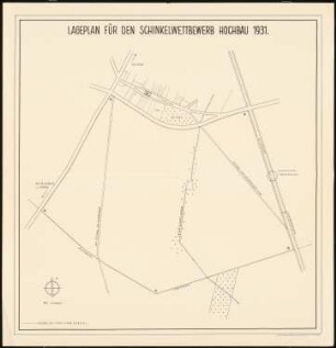 Siedlungsplan mit Schulhausgruppe Schinkelwettbewerb 1931: Lageplan 1:4000 (blind)