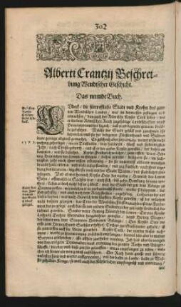 Alberti Crantzii Beschreibung Wendischer Geschicht. Das neunde Buch.