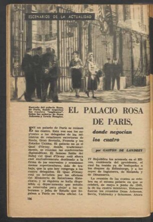El palacio Rosa de París, donde negocian los cuatro