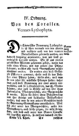[Sechste Classe], IV. Ordnung, Von den Corallen