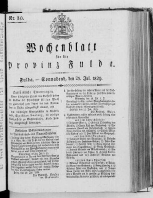 Nr. 30, Ausgabe vom 25. Juli 1829