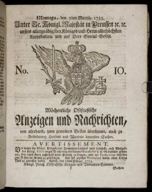 No. 10. Montags, den 5ten Martii, 1753.
