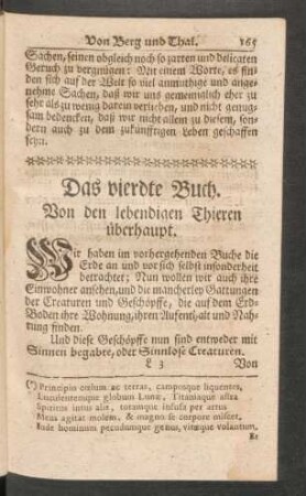 Das vierdte Buch. Von den lebendigen Thieren überhaupt.
