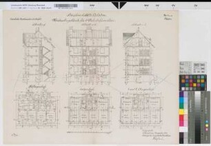 Hauptwerkstätte Opladen. Mietwohngebäude für 6 Arbeiterfamilien, Blatt 1: Grundrisse, Schnitte, M. 1:100 Blnr.: 1