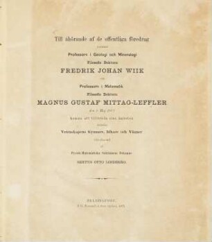 Hepaticologiens utveckling från äldsta tider till och med Linné : (Festschrift der Universität Helsingfors.)