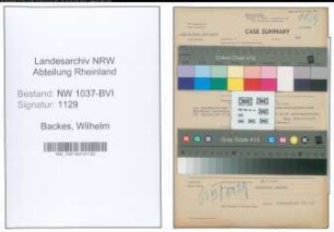 Entnazifizierung Wilhelm Backes , geb. 04.05.1908 (Sachbearbeiter)