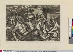 [Ein Satyr trinkt aus einem großen Krug umgeben von Kinder; Un satyr buvant à même un vase]