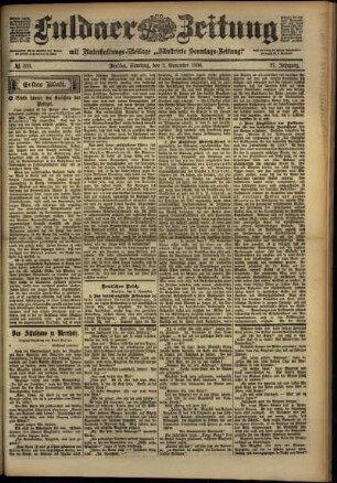 Erste Ausgabe vom Samstag, den 03. November 1900.
