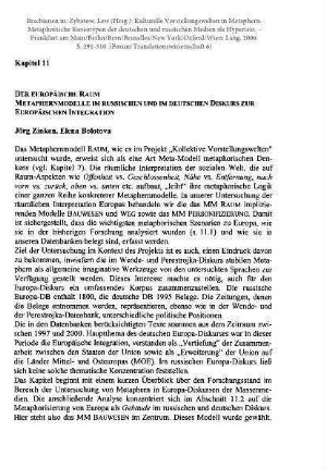 Der Europäische Raum. Metaphernmodelle im russischen und im deutschen Diskurs zur Europäischen Integration