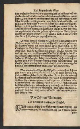 Von Scherms Waigerung. Der neun und viertzigiste Artickel.