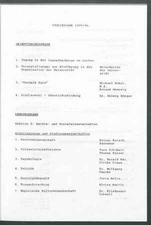 Inhalt: "Studienjahr 1995/96"