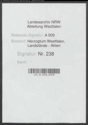 Ladung des Landdrosten Georg Ernst von Bockenvörde gen. Schüngel, Drost zu Neheim und Werl, zum westfälischen Landtag