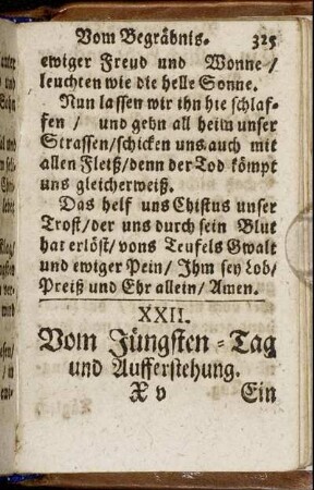 XXII. Vom Jüngsten Tag und Auferstehung.