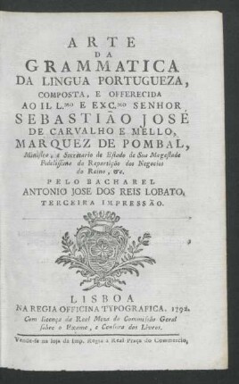 Arte da grammatica da lingua portugueza