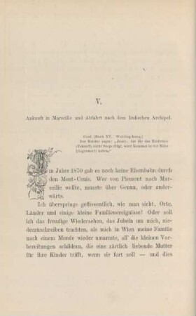 V. Ankunft in Marseille und Abfahrt nach dem Indischen Archipel