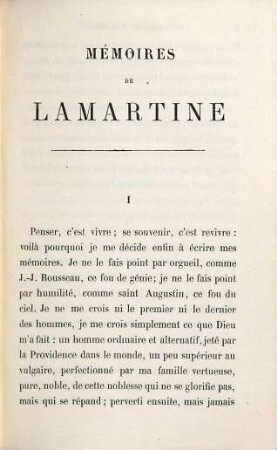 Mémoires inédits de Lamartine 1790 - 1815