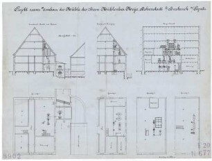 Technische Zeichnung : Projekt zum Umbau der Mühle des Herrn Mühlenbesitzer Meyer, Hohenstadt bei Hersbruck an der Pegnitz