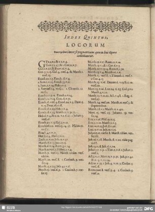 Index Quintus, Locorum ...