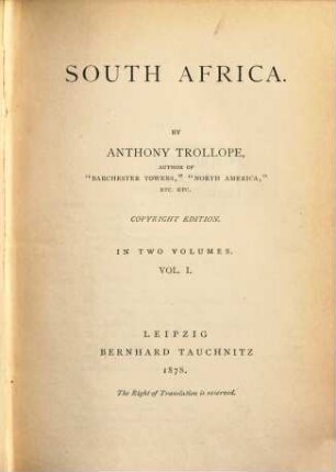 South Africa : in 2 vol.. 1
