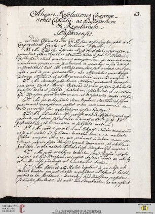 Aliquot Resolutiones Congregationis Concilĉ, ac Episcoporum & Regularium