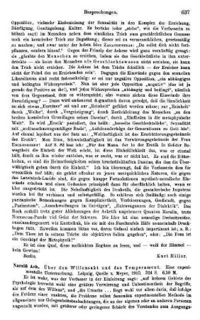 637-638, Narziß Ach. Über den Willensakt und das Temperament. Eine experimentelle Untersuchung. 1910