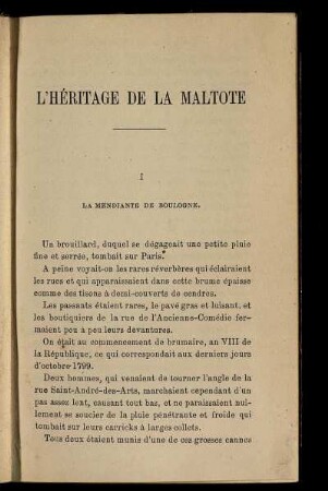 I. La mendiante de boulogne