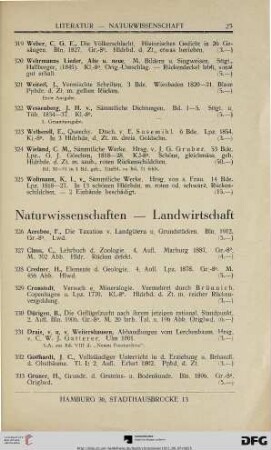 Naturwissenschaften – Landwirtschaft (Nr. 326-379)
