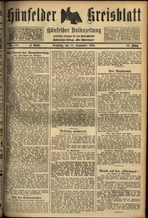 Zweite Ausgabe vom Samstag, den 13. September 1930.