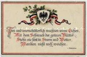Patriotische Postkarte mit Gedichtzeilen