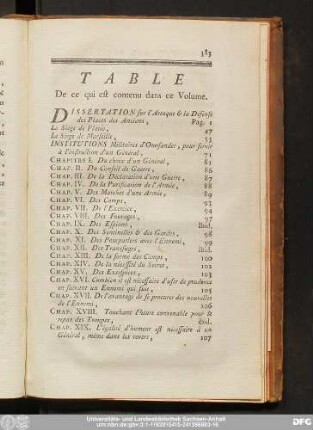 Table De ce qui est contenu dans ce Volume.