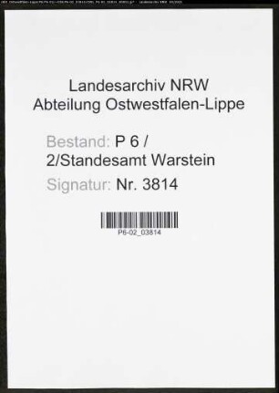 Heiratsregister Standesamt Warstein