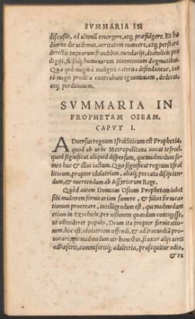 Summaria In Prophetam Oseam.