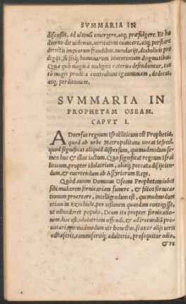 Summaria In Prophetam Oseam.
