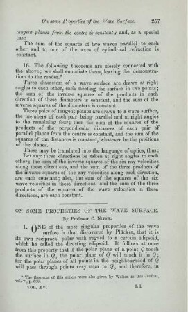 On some properties of the wave surface.