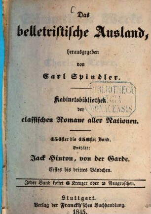 Unsere Tischgenossenschaft, 1,1/3. Jack Hinton, von der Garde